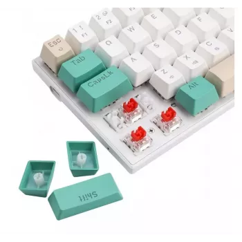 Defender VEXX GK-084 mehāniskā spēļu tastatūra, 75% izkārtojums, Outemu Red slēdži, balta