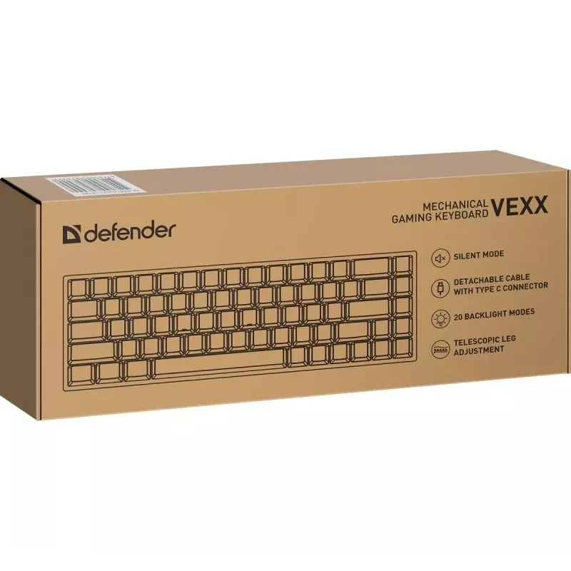 Defender VEXX GK-084 mehāniskā spēļu tastatūra, 75% izkārtojums, Outemu Red slēdži, balta