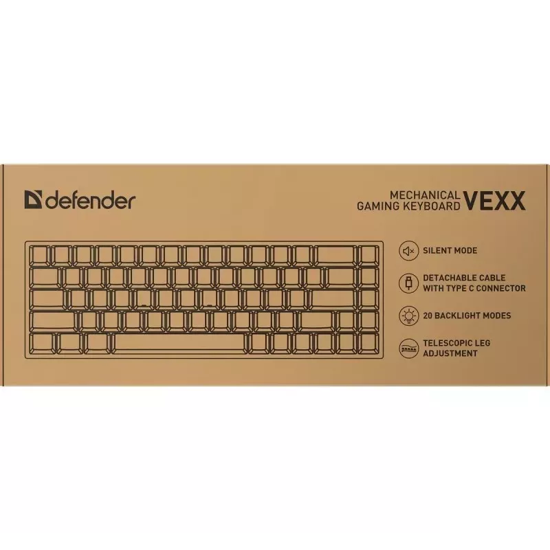 Defender VEXX GK-084 mehāniskā spēļu tastatūra, 75% izkārtojums, Outemu Red slēdži, balta