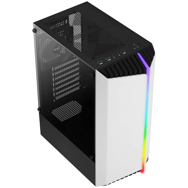 Aerocool Bionic V1 Midi-Tower, RGB, Rūdīts stikls - Melns/Balts