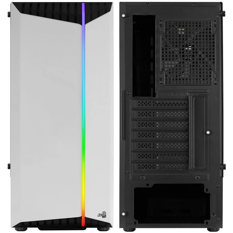 Aerocool Bionic V1 Midi-Tower, RGB, Rūdīts stikls - Melns/Balts