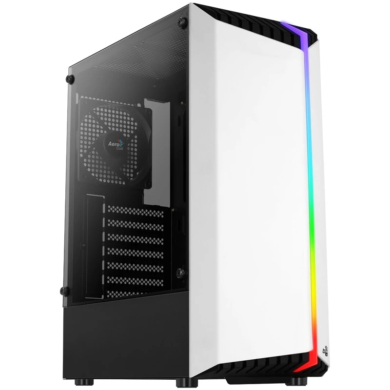 Aerocool Bionic V1 Midi-Tower, RGB, Rūdīts stikls - Melns/Balts