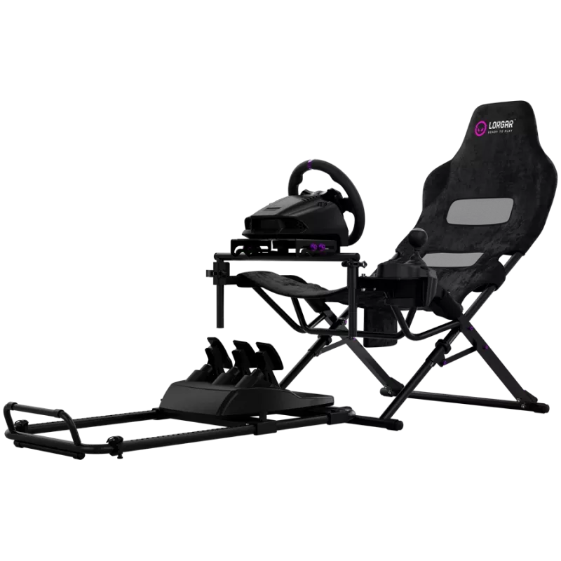 LORGAR FLEX RAF1 Sim Racing Cockpit Advanced, Salokāms, 150x72x113 cm Spēlēšanai, 38x72x126 cm Salocīts, Melns