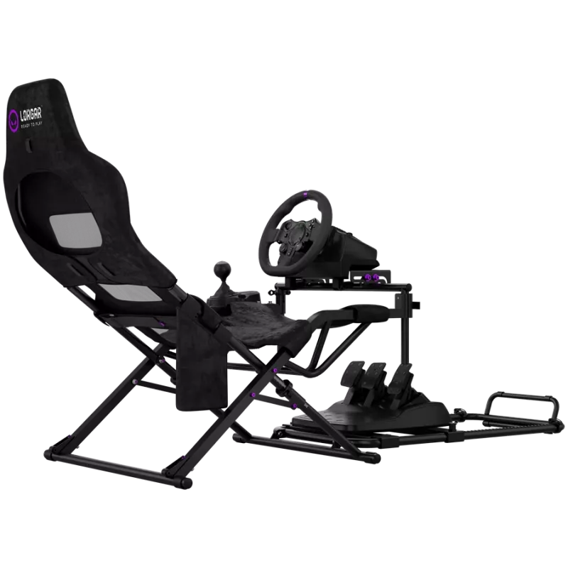 LORGAR FLEX RAF1 Sim Racing Cockpit Advanced, Salokāms, 150x72x113 cm Spēlēšanai, 38x72x126 cm Salocīts, Melns