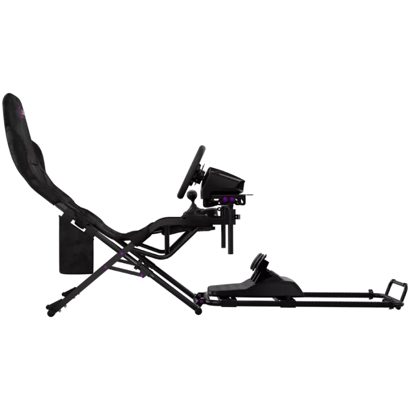 LORGAR FLEX RAF1 Sim Racing Cockpit Advanced, Salokāms, 150x72x113 cm Spēlēšanai, 38x72x126 cm Salocīts, Melns