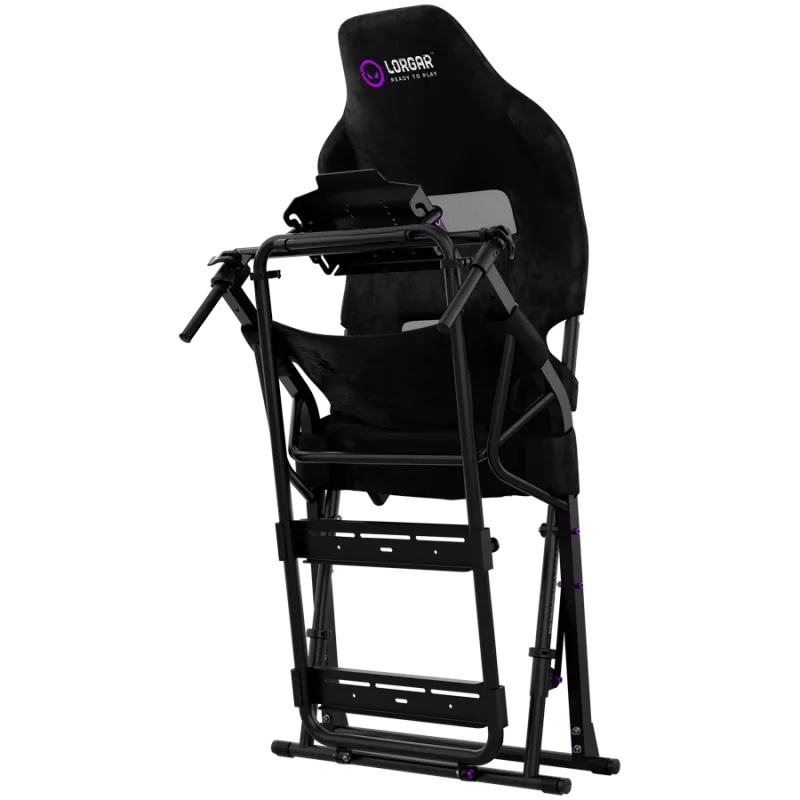 LORGAR FLEX RAF1 Sim Racing Cockpit Advanced, Salokāms, 150x72x113 cm Spēlēšanai, 38x72x126 cm Salocīts, Melns