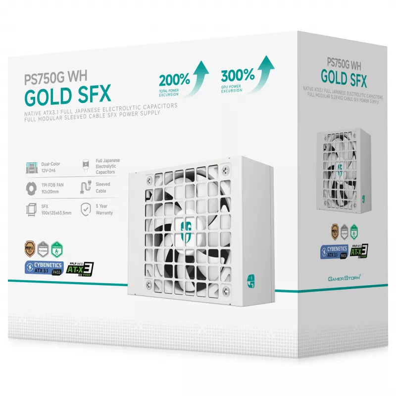 DeepCool PS750G WH 750W ATX 3.1 Full Modular 80 Plus Gold Barošanas bloks Balts