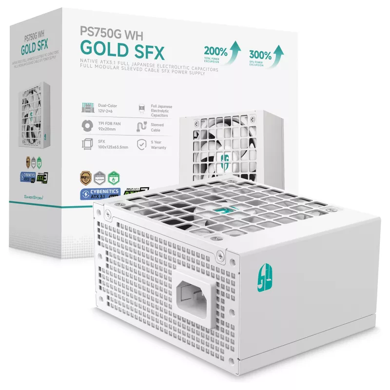 DeepCool PS750G WH 750W ATX 3.1 Full Modular 80 Plus Gold Barošanas bloks Balts