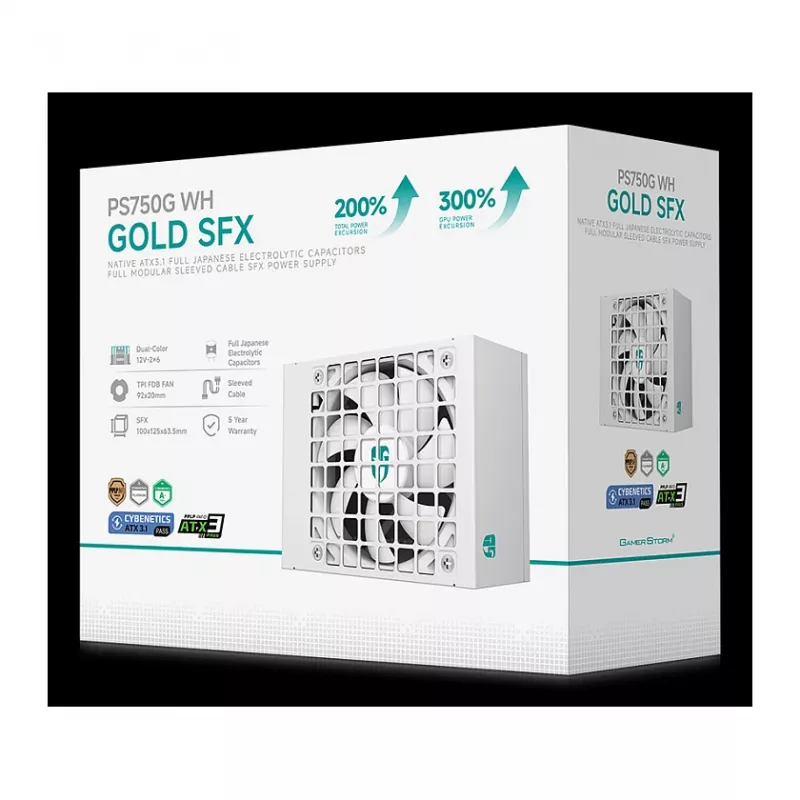 DeepCool PS750G WH 750W ATX 3.1 Full Modular 80 Plus Gold Barošanas bloks Balts