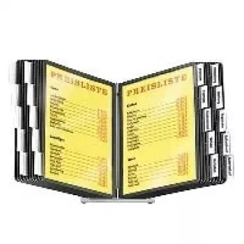 Durable Sherpa Desk Display System ar 20 A4 paneļiem, melna pamatne