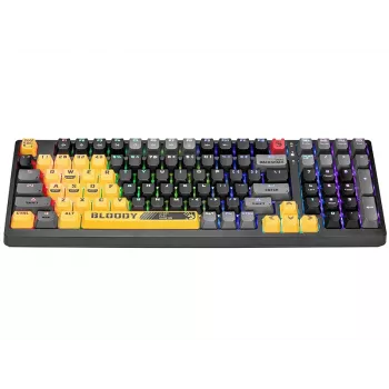 A4Tech Bloody S98 Sports Lime mehāniskā tastatūra, BLMS Red Plus slēdži, 98 taustiņu kompakta, RGB fona apgaismojums, USB-C atvienojams
