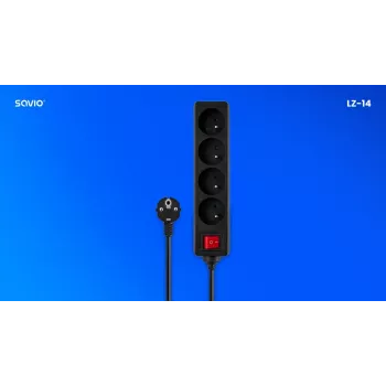 SAVIO LZ-14 4-Kontaktu Pagarinātājs ar 2 USB Portiem, 1.5m Kabelis, Balts