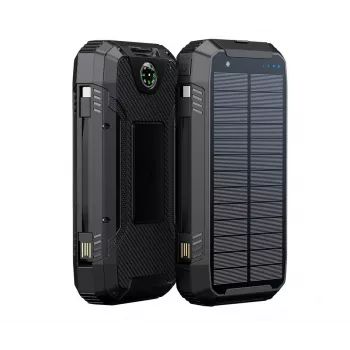 PowerNeed S20000Q 20000mAh āra saules enerģijas banka ar bezvadu uzlādi, QC3.0 un PD 20W, melna