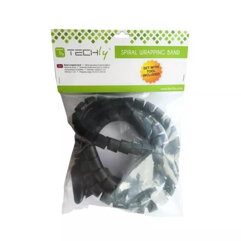 TECHLY Elastīgs kabeļu pārsegs 2,5m 25mm diametrs Melns