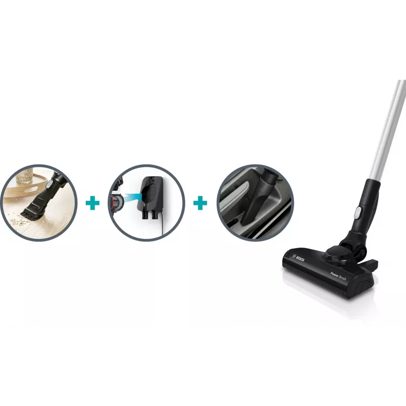 Bosch Unlimited Serie 6 BCS611P4A Bezvadu kāta putekļsūcējs, 0,3 L, Melns, 2,5 Ah