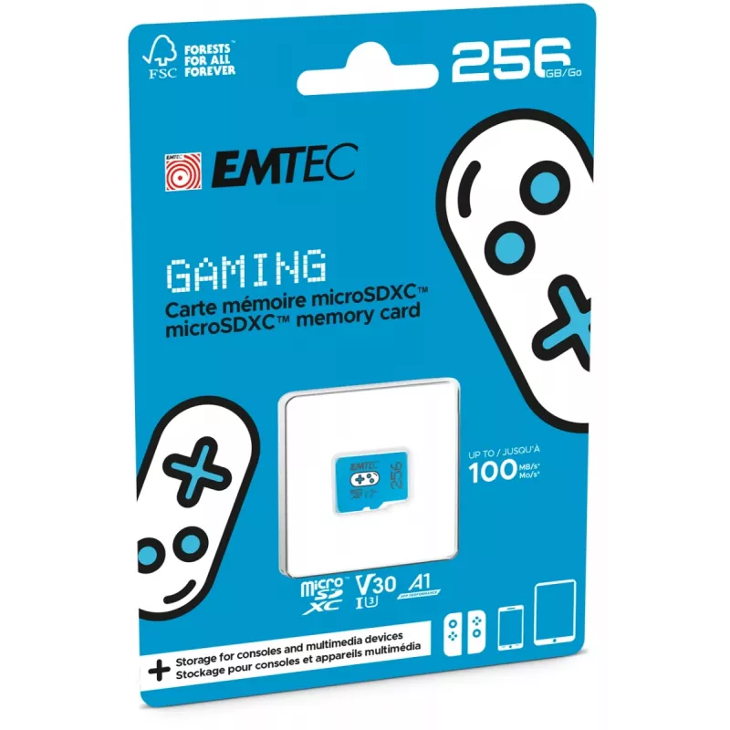 EMTEC Gaming MicroSDXC 256GB UHS-I U3 V30 A1 atmiņas karte