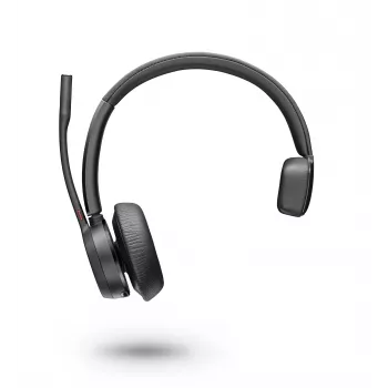 Poly Voyager 4300 UC Series 4310 Microsoft Teams — bezvadu Bluetooth austiņas ar trokšņu slāpējošu mikrofonu, melnas