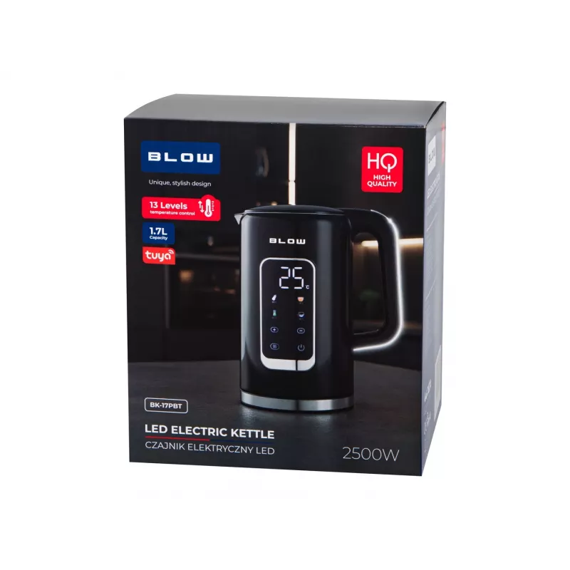 BLOW BK-17PBT Smart Wi-Fi elektriskā tējkanna ar digitālo displeju, 2500W, 1,7L, melna