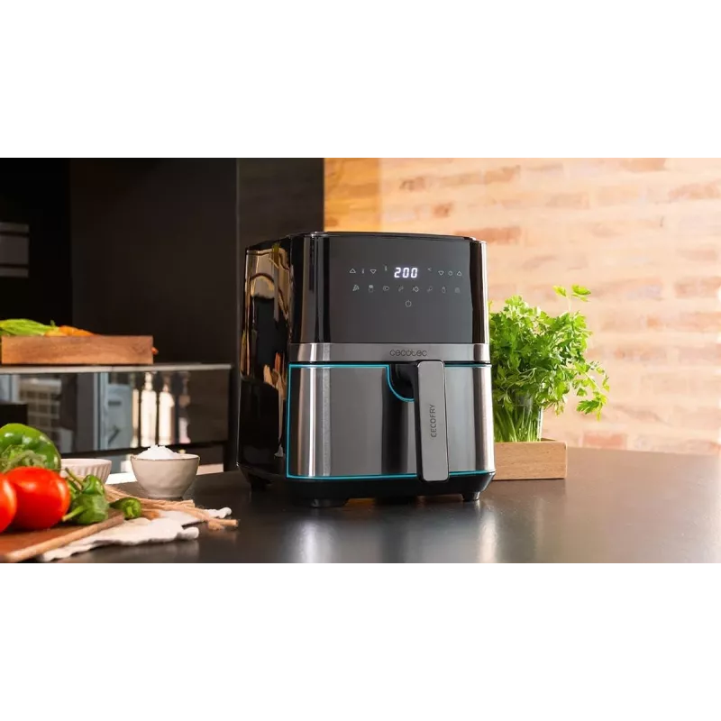 Cecotec Cecofry Full InoxBlack 5500 Pro Karstā gaisa fritieris, 1700 W, 5.5 L, Melns/Nerūsējošais tērauds