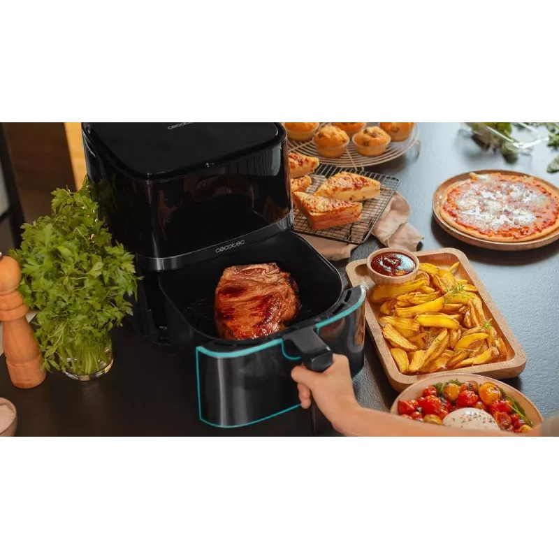 Cecotec Cecofry Full InoxBlack 5500 Pro Karstā gaisa fritieris, 1700 W, 5.5 L, Melns/Nerūsējošais tērauds