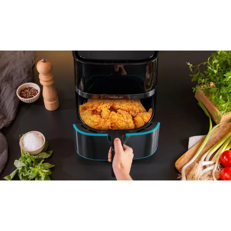 Cecotec Cecofry Full InoxBlack 5500 Pro Karstā gaisa fritieris, 1700 W, 5.5 L, Melns/Nerūsējošais tērauds