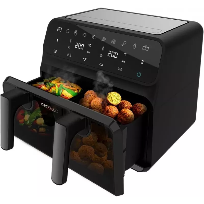 Cecotec Double Hot Air Fryer Cecofry Advance 9000 Window 2200 W 9 L Melns