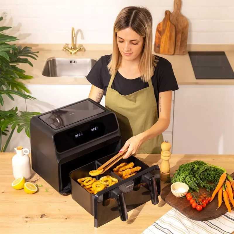 Cecotec Double Hot Air Fryer Cecofry Advance 9000 Window 2200 W 9 L Melns