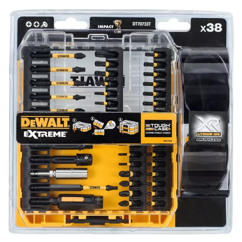 DEWALT DT70733T-QZ 38 gabalu skrūvgriežu uzgaļu komplekts ar magnētisko uzgaļu turētāju