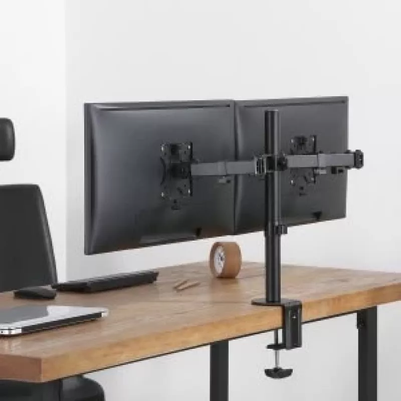 Maclean MC-884 Viena monitora galda stiprinājums 17-32 inch ekrāniem, melns, gāzes atspere, USB 3.0