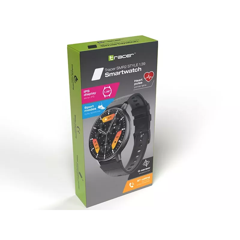 TRACER Smartwatch SMR2 Style 1.39in AMOLED Melns