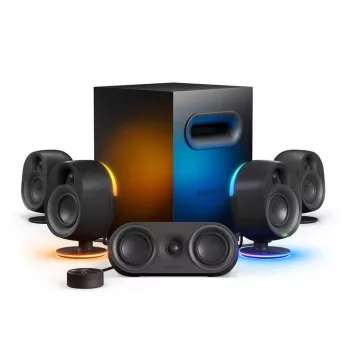 SteelSeries Arena 9 5.1 kanālu skaļruņu sistēma ar bezvadu zemfrekvences skaļruni, Bluetooth 5.0, RGB apgaismojumu, melna