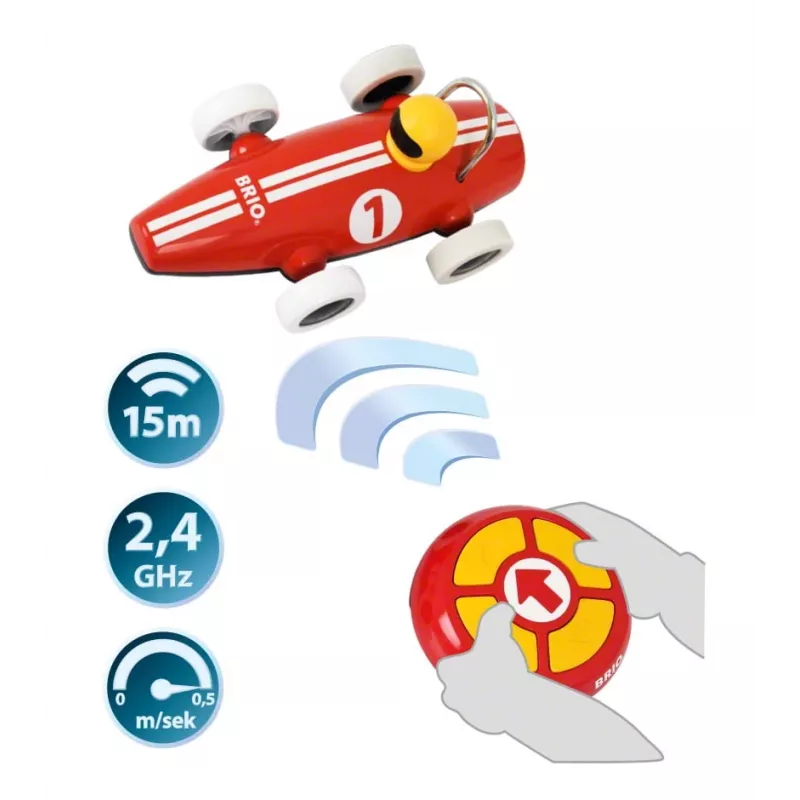 BRIO RC Rennwagen ar tālvadību, sarkans/balts