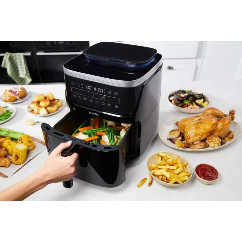 Breville VDF133X Bezeļļas tvaika fritieris, 7L, 1700W, Melns/Sudrabs