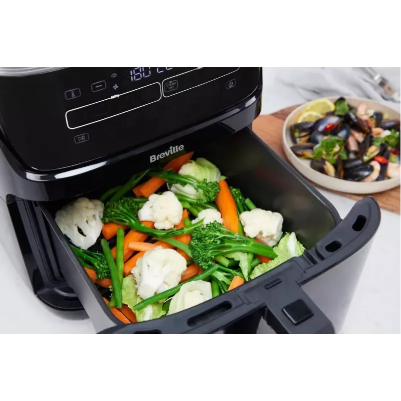Breville VDF133X Bezeļļas tvaika fritieris, 7L, 1700W, Melns/Sudrabs