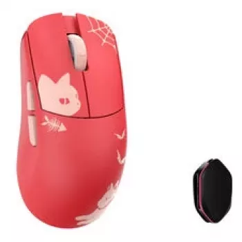 WL MOUSE WLMouse YING Magnija bezvadu spēļu pele, PAW3950HS, 8K aptauja, OMRON optiskie slēdži - sarkana