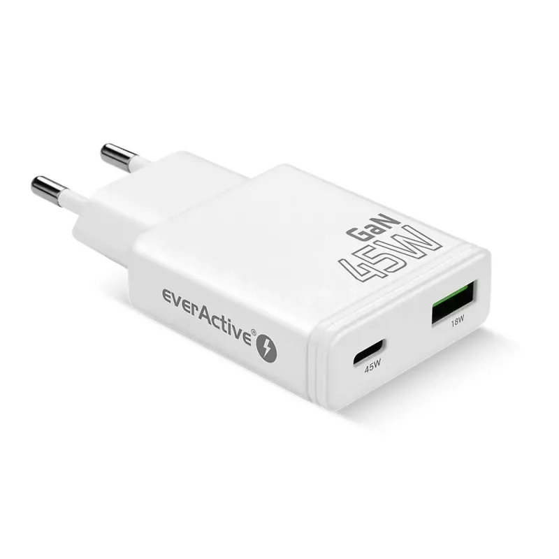 EVERACTIVE GaN QC3.0 45W USB-C sienas lādētājs SC-460Q Balts