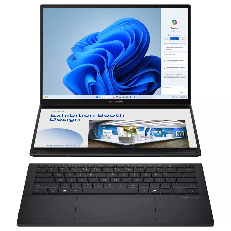 ASUS Zenbook Duo UX8406CA-QL331W 14 inch OLED Touch 2-in-1 klēpjdators (Intel Core Ultra 9 185H, 32GB RAM, 1TB SSD, Windows 11 Home) - Inkwell Gray