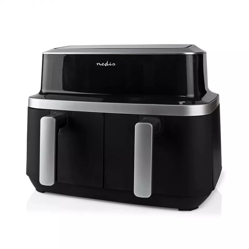 Nedis KAAF320BK Karstā gaisa fritieris ar diviem groziem 8.4 L 2600 W Digitāls skārienekrāns Melns