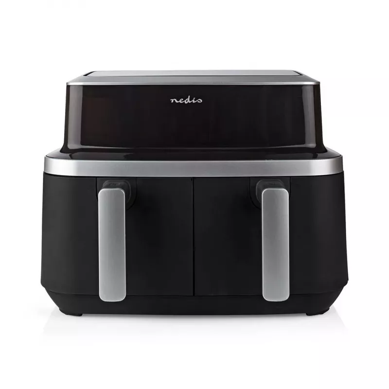 Nedis KAAF320BK Karstā gaisa fritieris ar diviem groziem 8.4 L 2600 W Digitāls skārienekrāns Melns