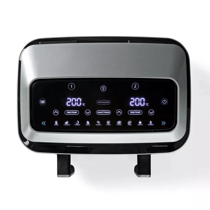 Nedis KAAF320BK Karstā gaisa fritieris ar diviem groziem 8.4 L 2600 W Digitāls skārienekrāns Melns