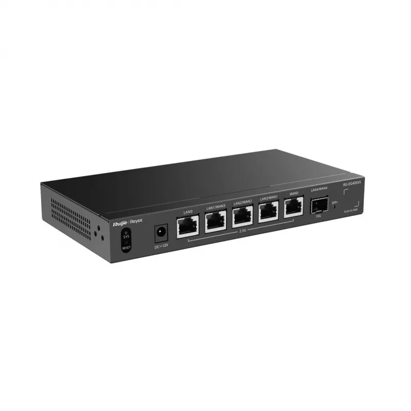Ruijie Reyee RG-EG406XS Multi-WAN Cloud Gateway, 6 Porti, 2.5GE WAN/LAN, 10G SFP+, VPN, Cloud pārvaldība, Rack-Mountable