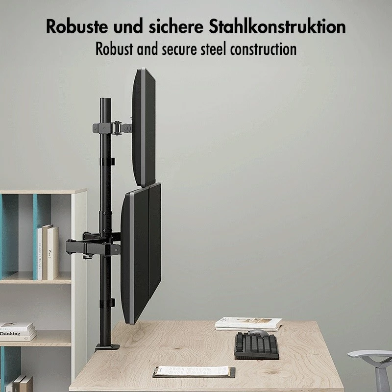 LOGILINK Trīskāršs monitora stiprinājums 17-27 collu ekrāniem, 10 kg uz vienu roku, melns