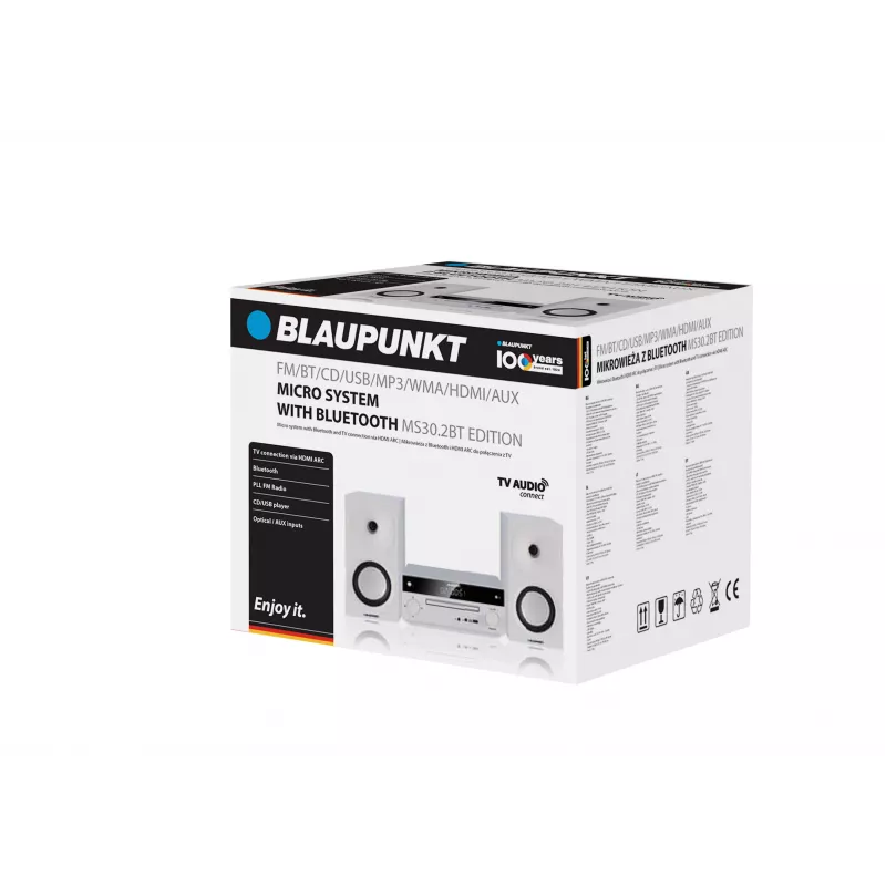 Blaupunkt MS30.2BT Edition Micro System ar Bluetooth, CD, USB, HDMI ARC, FM radio, 2x25W RMS, melns