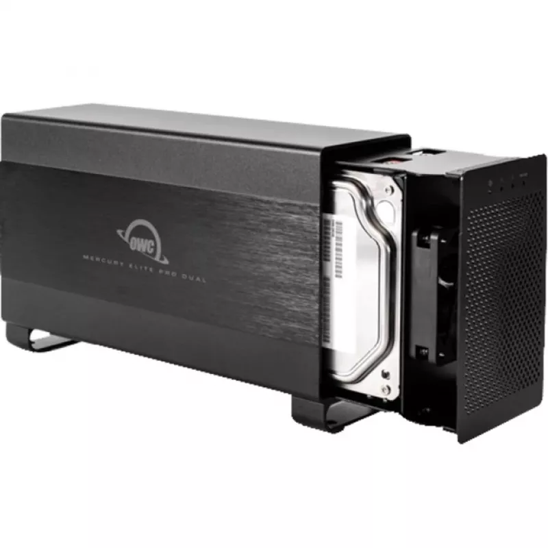 OWC Mercury Elite Pro Dual - ārējais RAID korpuss - 2 sloti - 2,5/3,5 collas - SATA I/II/III - USB 3.1 Gen 1 un eSATA - alumīnijs - melns