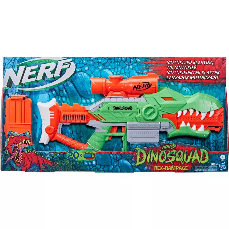 HASBRO Nerf DinoSquad Rex-Rampage Motorized Dart Blaster - Green/Orange