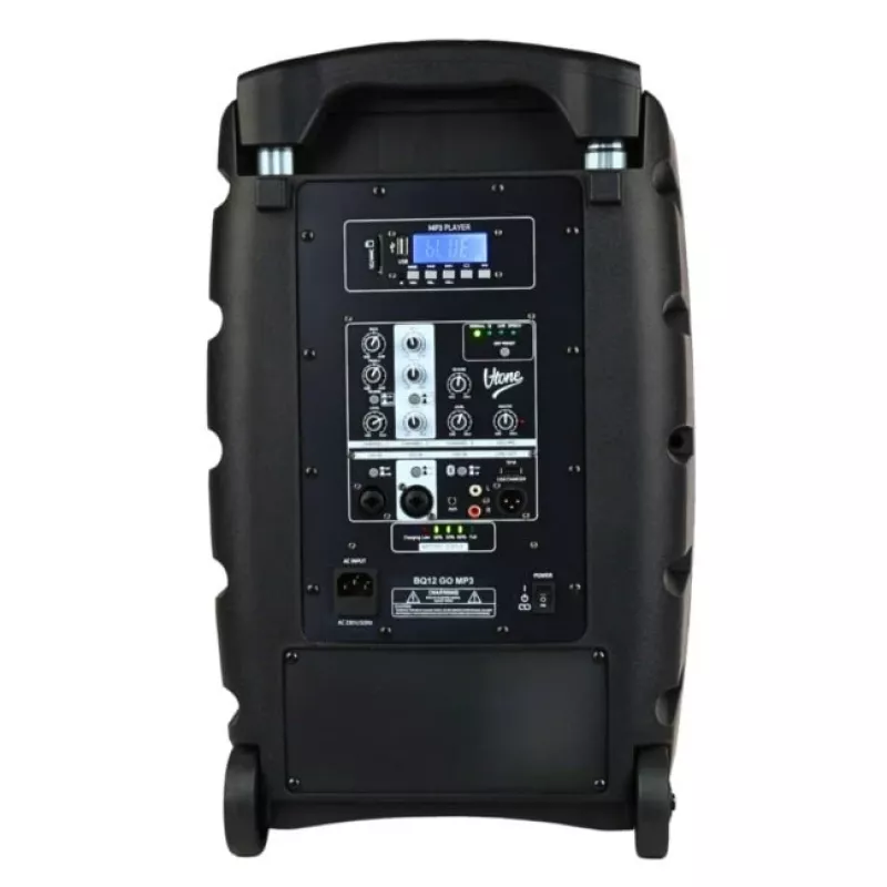 V-TONE BQ12 GO MP3 Active 8 inch akumulatora skaļrunis ar bezvadu mikrofonu un tālvadības pulti, melns