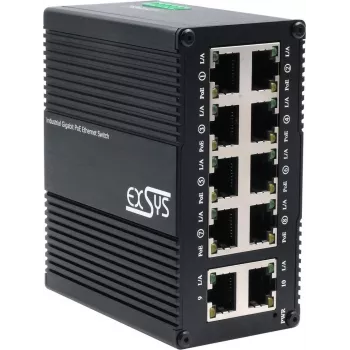 Exsys EX-62026PoE Industrial Mini Switch 10-Port Gigabit PoE+ 12-48VDC