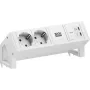 Bachmann DESK2 Pure White galda barošanas modulis ar 2x Schuko kontaktligzdām un 65W USB-C PD, 0,2m kabelis, RAL 9010