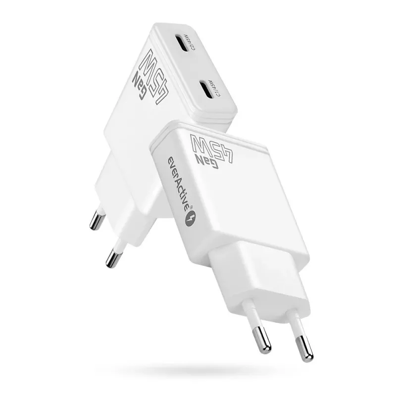 EVERACTIVE GaN 45W USB-C Lādētājs QC3.0 SC-465Q Balts
