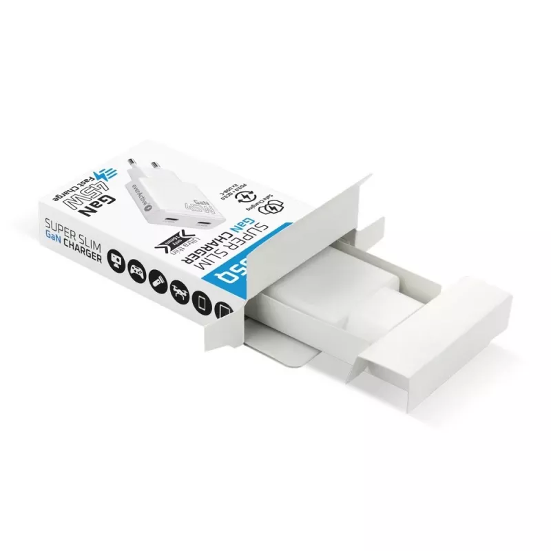 EVERACTIVE GaN 45W USB-C Lādētājs QC3.0 SC-465Q Balts